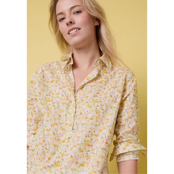 NWOT Ann Mashburn Alden shirt w liberty fabric, Med $365 G27 - Picture 1 of 8